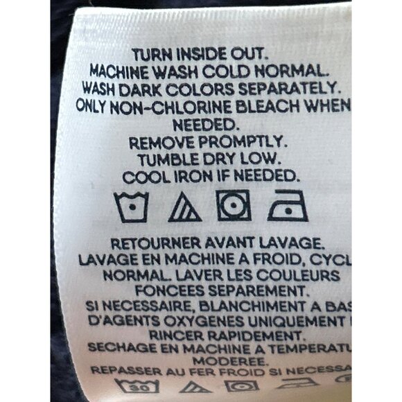 Lands End Womens Serious Sweats Navy Hoodie Pullover M 10-12 Plaid Lined Hood - Picture 6 of 8